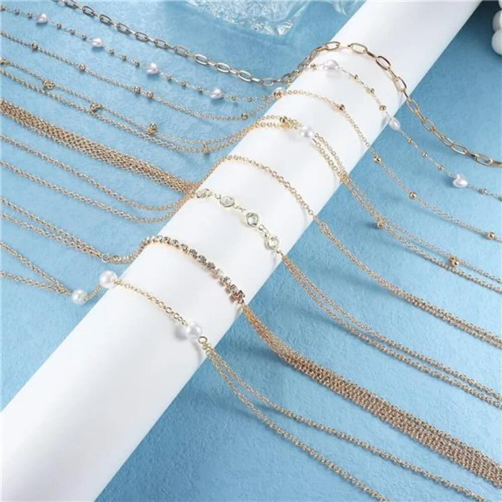 8 Pcs Body Chain Belly Chain For Women Sexy Minimalist Rhinestone Dainty Sexy